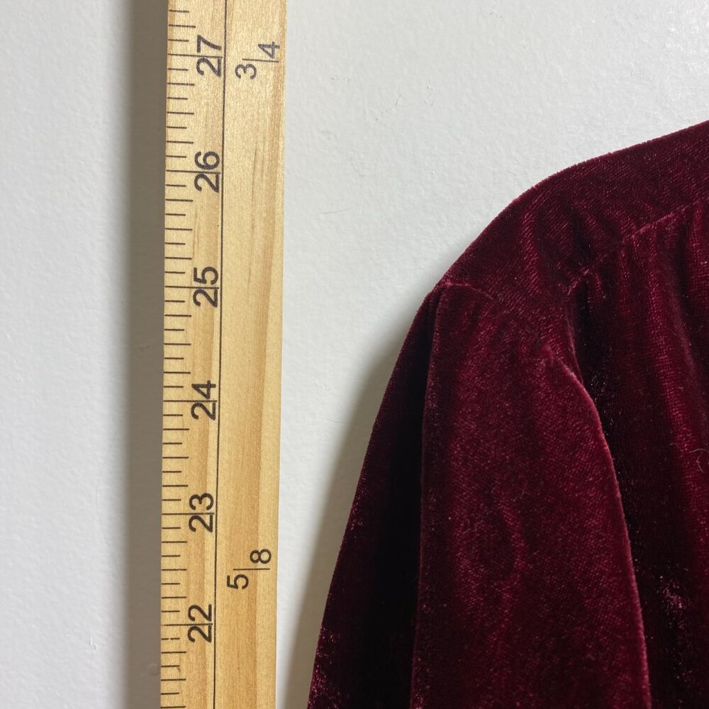 Axcess Velvet Velour Y2K Pockets Holiday Party Blazer Womens 14 Red Gold Button - Picture 6 of 9